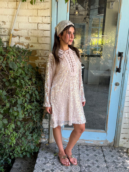 Santorini Cover-Up Dress with Matching Headband – Baby Pink