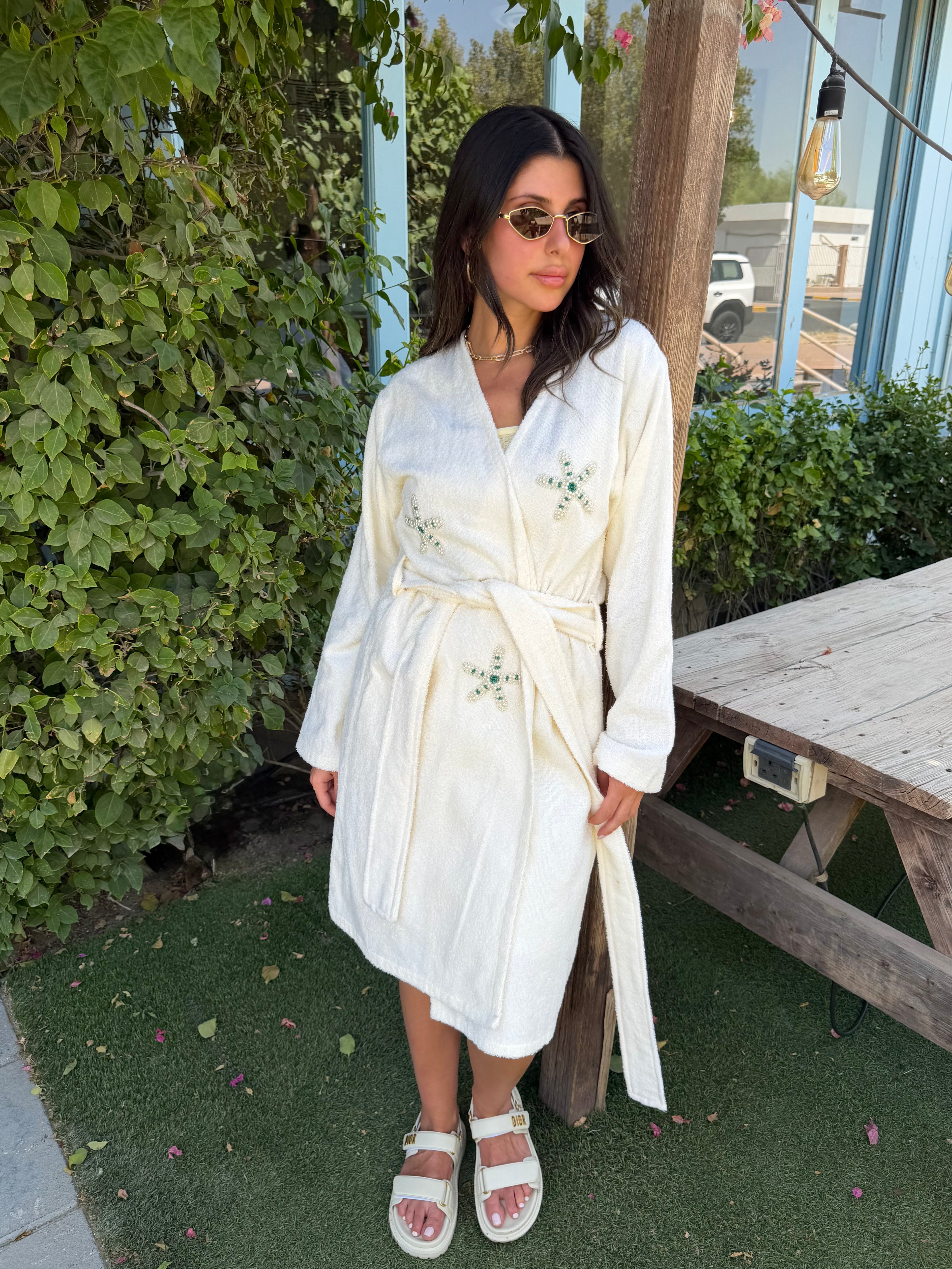 Mykonos Starshell Towel Robe – Ivory