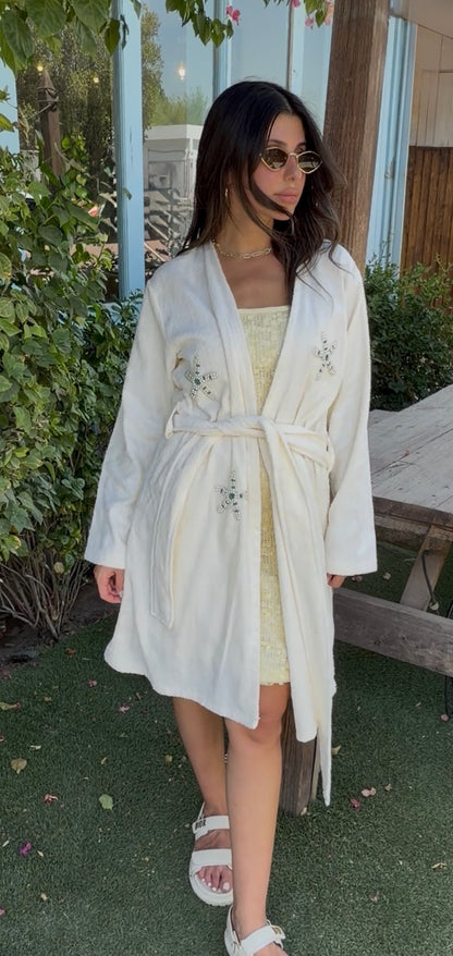 Mykonos Starshell Towel Robe – Ivory